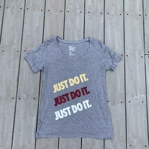 Nike Women’s Athletic “Just Do It” T Shirt, Gray, Womens L